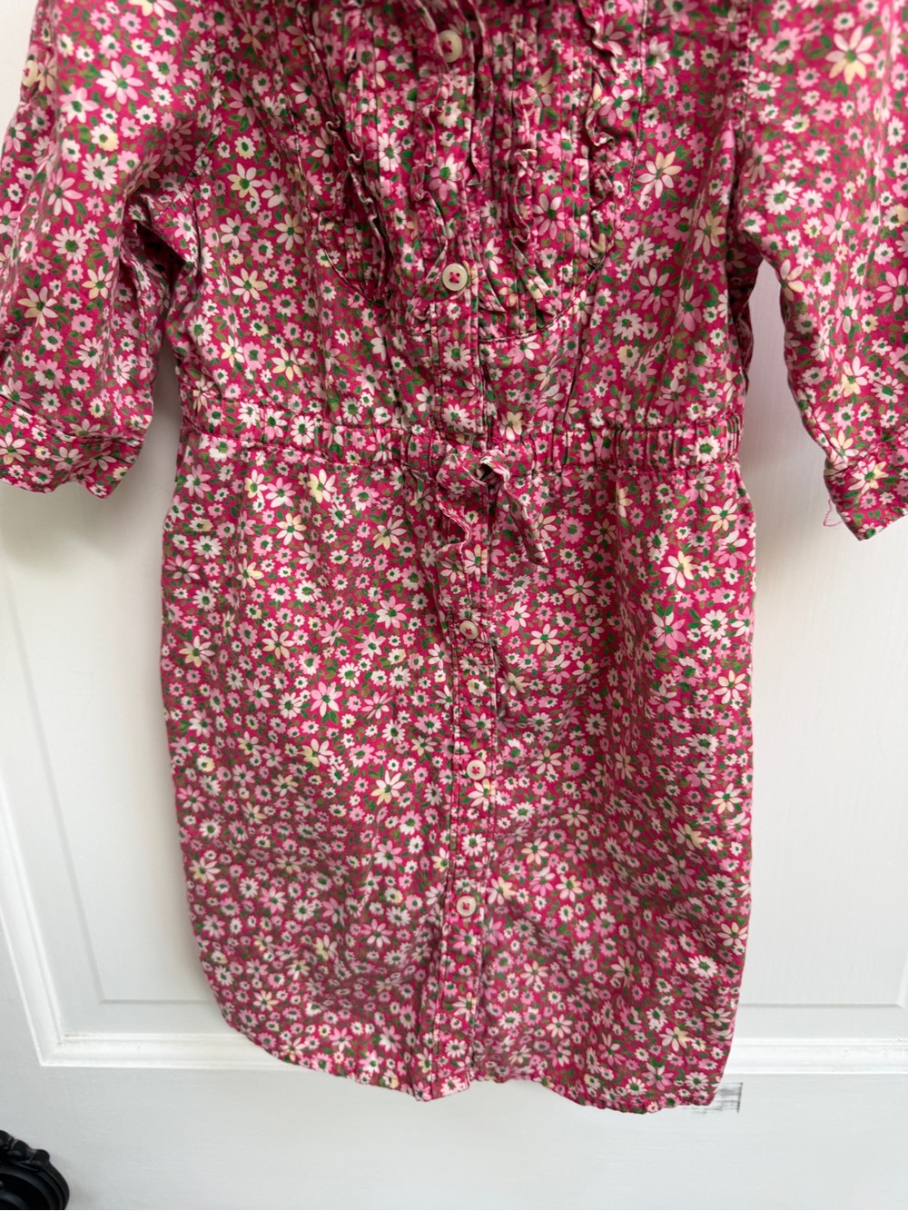 Baby GAP Girls 4 Pink Floral Ruffle-Front Long Sleeve Dress - Picture 6 of 7